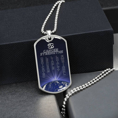 Cancer Ball Chain Dog Tag Necklace - Army Tag Necklace, Dog Tag Necklace