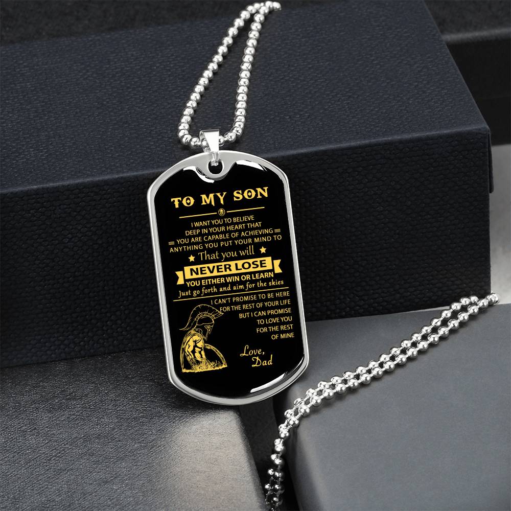 Da30 Spartan Dog Tag Dad To Son - Army Tag Necklace, Dog Tag Necklace