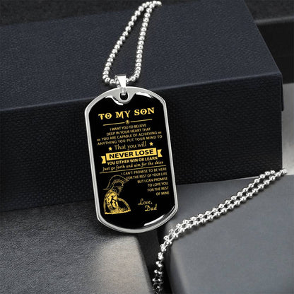 Da30 Spartan Dog Tag Dad To Son - Army Tag Necklace, Dog Tag Necklace