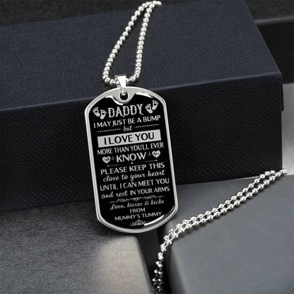 Daddy's Gift From Mommy's Tummy - Father's Day Gift - Daddy Gift - Dog Tag Necklace For New Dad - Pregnancy Gift - Bump Gifts - Army Tag Necklace, Dog Tag Necklace