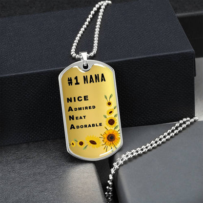 #1 Nana Personalized Dogtag Necklace Gold Mothers Day Gift - Army Tag Necklace, Dog Tag Necklace