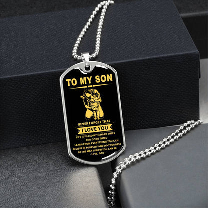 Dog Tag Dad To Son - Army Tag Necklace, Dog Tag Necklace