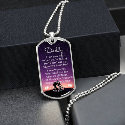 Daddy Happy First Father's Day - Army Tag Necklace, Dog Tag Necklace