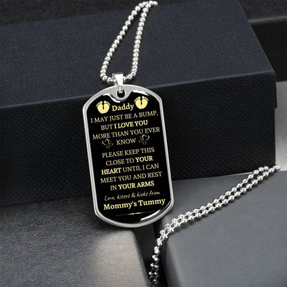 1St Fathers Day Gifts - Dad To Be Gifts - First Fathers Day Gifts - New Dad Gifts - Announcement Necklace Idea - From Bump - Army Tag Necklace, Dog Tag Necklace