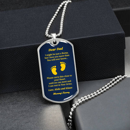 Dear Dad - I Might Be Just A Bump Now - Fathers Day Dog Tag Necklace - Army Tag Necklace, Dog Tag Necklace