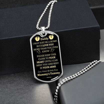 Daddy-I Love You-From Mummy's Tummy-Dog Tag Necklace - Army Tag Necklace, Dog Tag Necklace