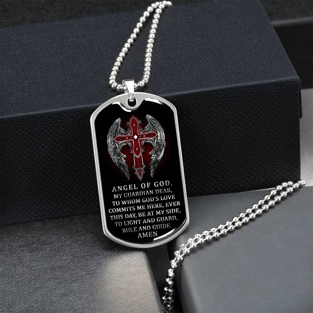 Angel Of God - My Guardian - Army Tag Necklace, Dog Tag Necklace