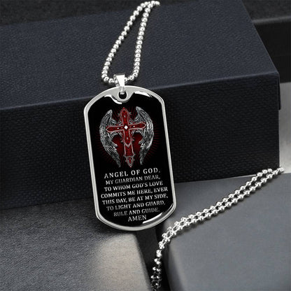 Angel Of God - My Guardian - Army Tag Necklace, Dog Tag Necklace