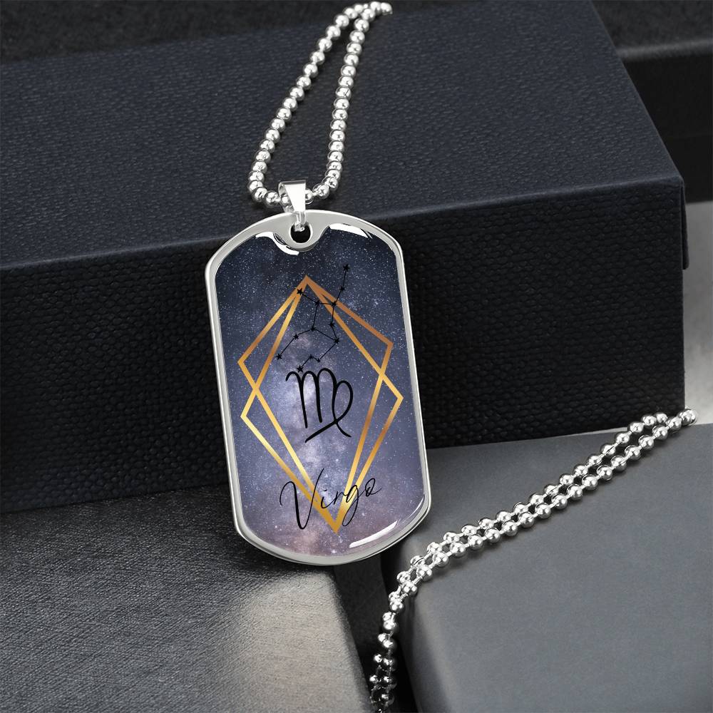 Virgo Galaxy Personalized Dog Tag Necklace - Army Tag Necklace, Dog Tag Necklace