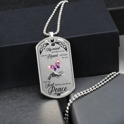 Gem Butterfly On Lady Hand Luxury Dog Tag - Army Tag Necklace, Dog Tag Necklace