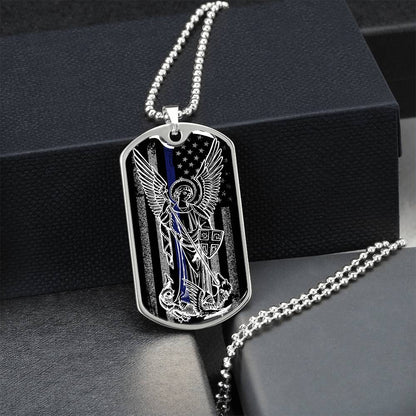 Dog Tag Necklace - Saint Michael - Saint Pendant - Catholic Saint - Talisman - Angel - Saint Of War - Archangel - Gift For Michael - Army Tag Necklace, Dog Tag Necklace
