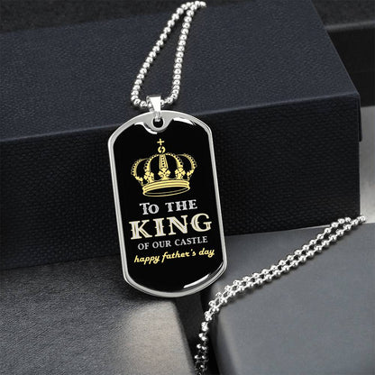 Gift For Dad - Father's Day Necklace - Father Is King - Necklace For Fathers Day - Father, Daughter, Son Gift - Dad Gift For Him - Army Tag Necklace, Dog Tag Necklace