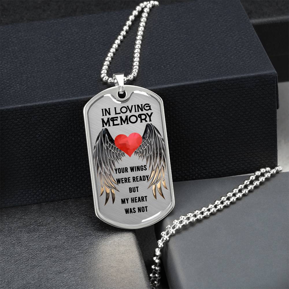 Family In Loving Memorial Day Your Wings Were Ready Luxury Dog Tag Necklace With Back Engraving - Army Tag Necklace, Dog Tag Necklace