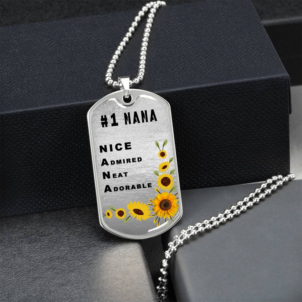 #1 Nana Personalized Dogtag Necklace Silver Mothers Day Gift - Army Tag Necklace, Dog Tag Necklace