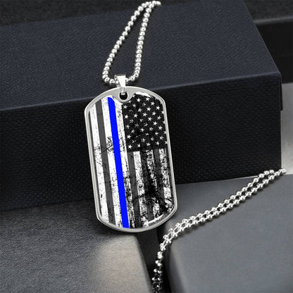 70 Thin Blue Line - Army Tag Necklace, Dog Tag Necklace