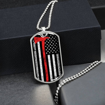 Firefighter Thin Red Line - Military Style Dogtag - Army Tag Necklace, Dog Tag Necklace
