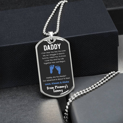 Daddy I Can Hear You Say You Love Me - Blue Version - Army Tag Necklace, Dog Tag Necklace