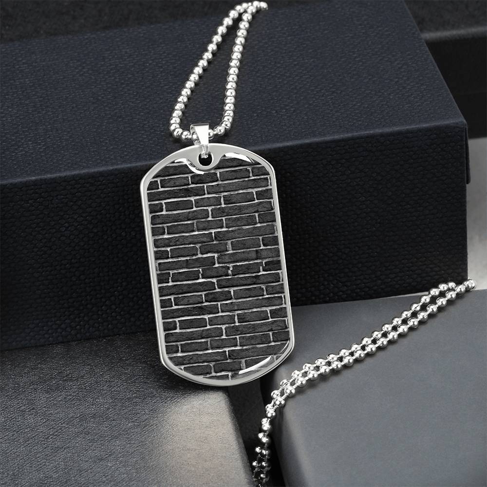 Black Bricks - Bricklayer Dog Tag With Military Ball Chain Jewelry Necklace - Army Tag Necklace, Dog Tag Necklace