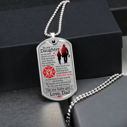 Firefighter Daughter Necklace - Firefighter Mom Necklace Gift - Firefighter Gift - Gift For Daughter - Gift From Father - Army Tag Necklace, Dog Tag Necklace