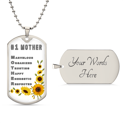 #1 Mother Personalized Dogtag Necklace White Mothers Day Gift - Army Tag Necklace, Dog Tag Necklace