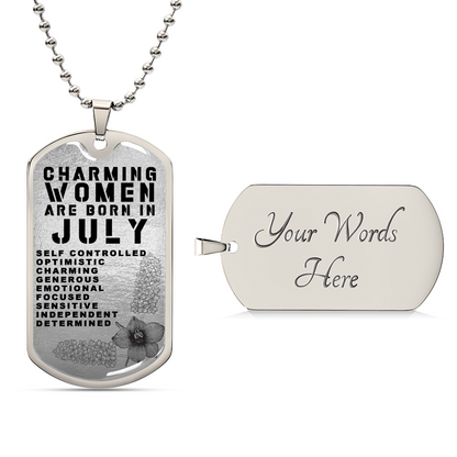 Charming Women Are Born In July Luxury Necklace With Dog Tag Silver - Army Tag Necklace, Dog Tag Necklace