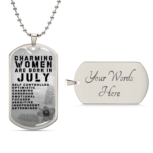 Charming Women Are Born In July Luxury Necklace With Dog Tag Silver - Army Tag Necklace, Dog Tag Necklace