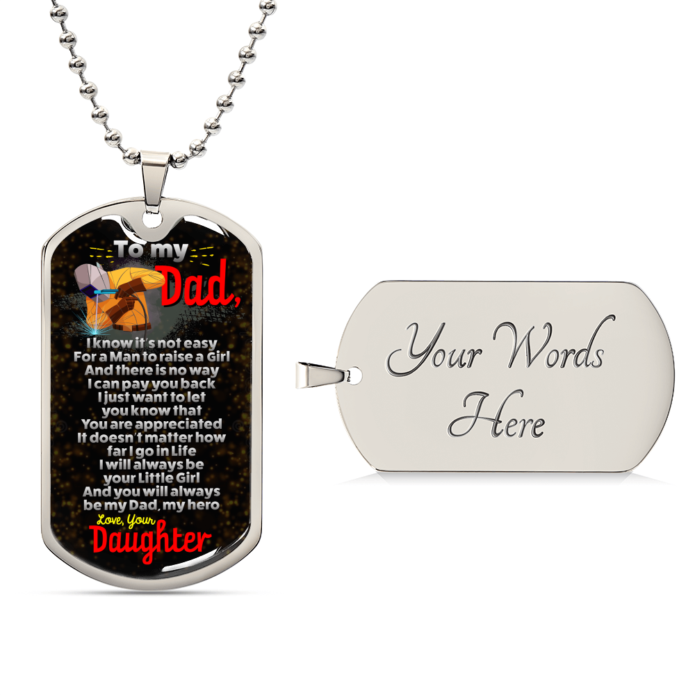 Dad Dog Tag Necklace, To My Dad, I Want You To Believe Deep In Your Heart, Dad Birthday Gift, Inspirational Necklace - Army Tag Necklace, Dog Tag Necklace
