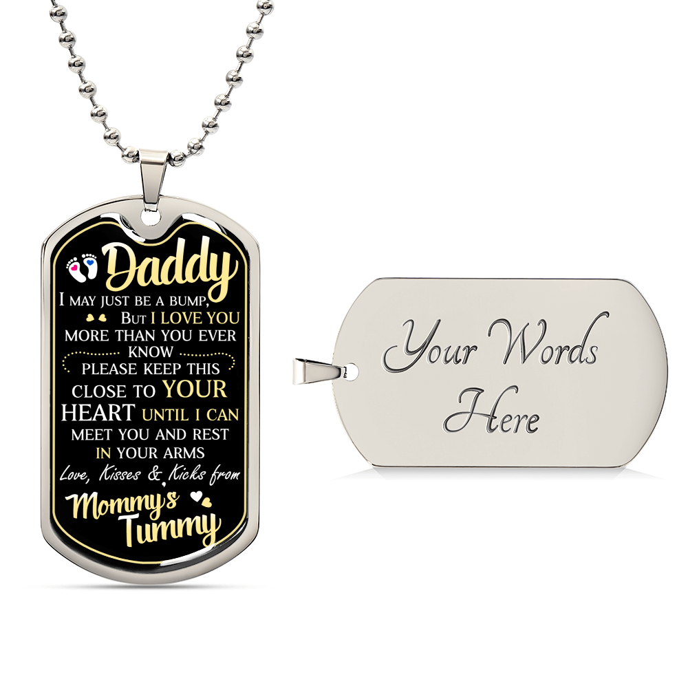 Daddy's Gift From Mommy's Tummy - Father's Day Gift - Daddy Gift From Unborn - Dog Tag Necklace For New Dad - Bump Gifts - Army Tag Necklace, Dog Tag Necklace
