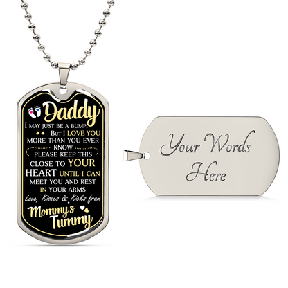 Daddy's Gift From Mommy's Tummy - Father's Day Gift - Daddy Gift From Unborn - Dog Tag Necklace For New Dad - Bump Gifts - Army Tag Necklace, Dog Tag Necklace