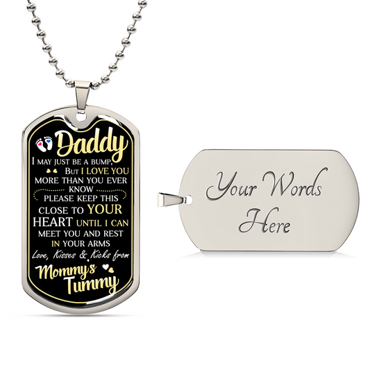 Daddy's Gift From Mommy's Tummy - Father's Day Gift - Daddy Gift From Unborn - Dog Tag Necklace For New Dad - Bump Gifts - Army Tag Necklace, Dog Tag Necklace