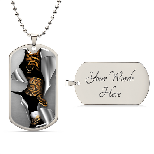 Ball Python - Army Tag Necklace, Dog Tag Necklace