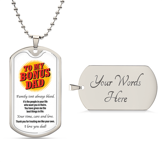 Father - You Are My World Artisan Necklace, Father's Day Gift, Happy Father's Day, Gift For Fathers Day, Bonus Dad - Army Tag Necklace, Dog Tag Necklace