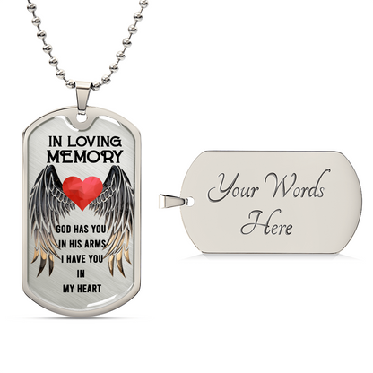 Family In Loving Memory Luxury Dog Tag Necklace With Back Engraving - Army Tag Necklace, Dog Tag Necklace