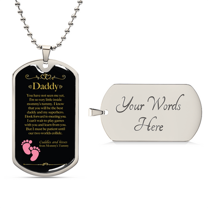 Father's Day Daddy To Be Dog Tag Gift For Dads - Girl Gender Reveal - Army Tag Necklace, Dog Tag Necklace
