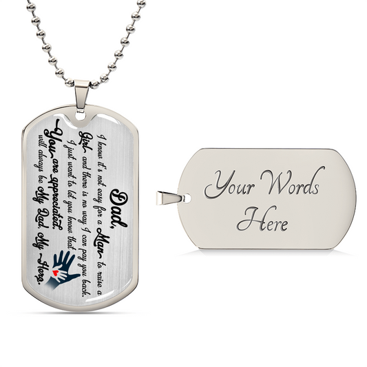 Dad Gift - Necklace For Dad - Fathers Day Gift - Gift From Daughter - Father Necklace - Dad Necklace - Gift For Daddy - Army Tag Necklace, Dog Tag Necklace