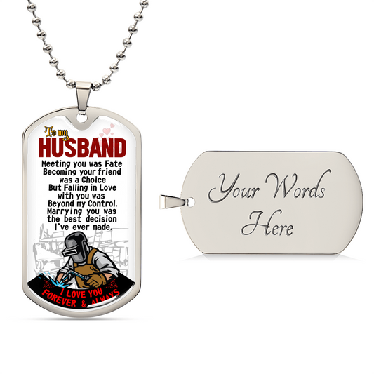 Welder Profession - Welder Husband - Welder Husband Gift From Wife - Welder's Wife - Welding Jobs - Welding Husband Birthday Gift - Army Tag Necklace, Dog Tag Necklace