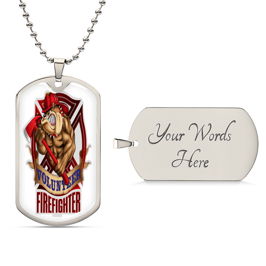 Best Gift For Firefighter Who Is A Pitbull Lover - Army Tag Necklace, Dog Tag Necklace