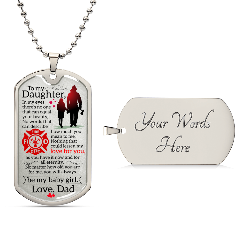 Firefighter Daughter Necklace - Firefighter Mom Necklace Gift - Firefighter Gift - Gift For Daughter - Gift From Father - Army Tag Necklace, Dog Tag Necklace