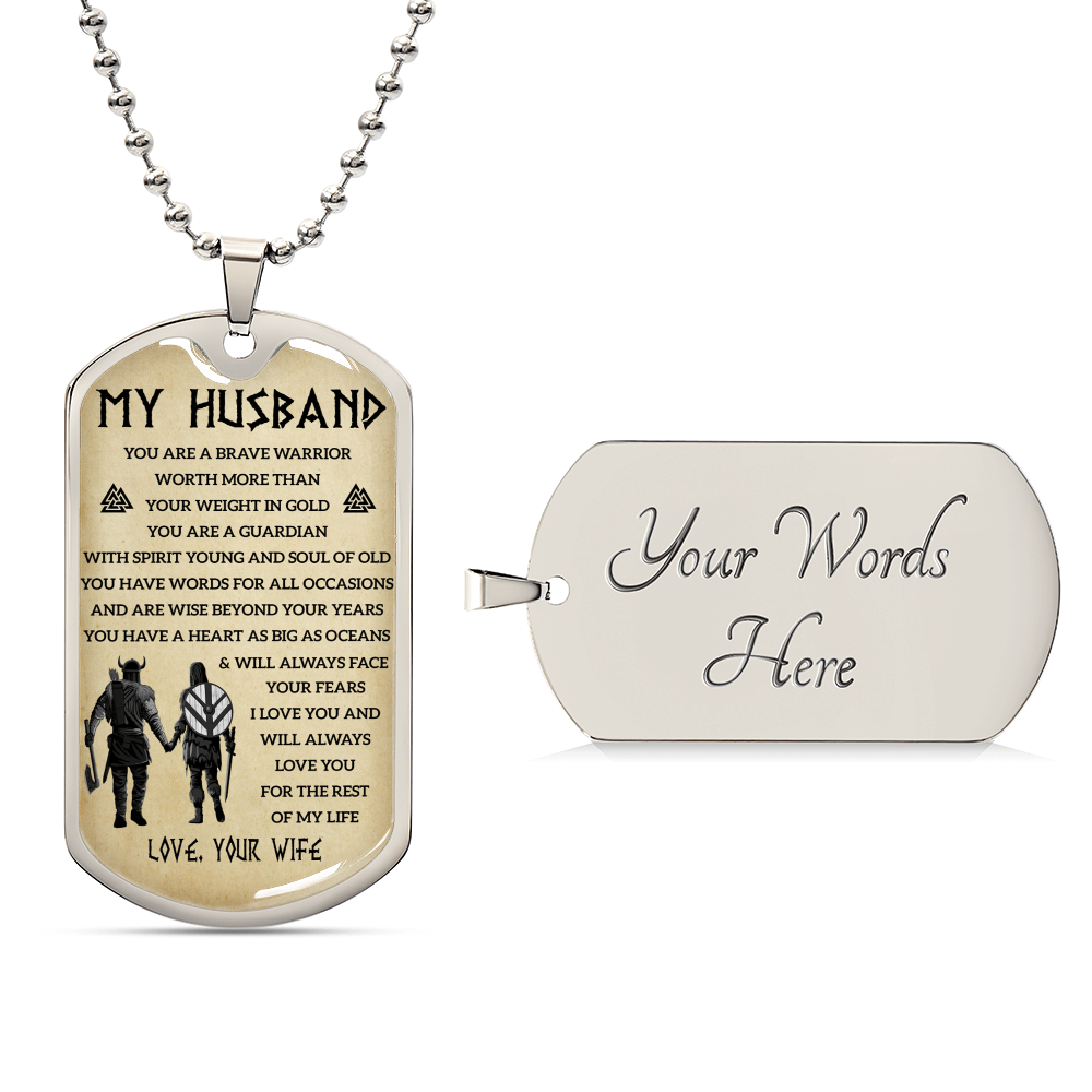 Viking Dogtag For Your Husband - Army Tag Necklace, Dog Tag Necklace