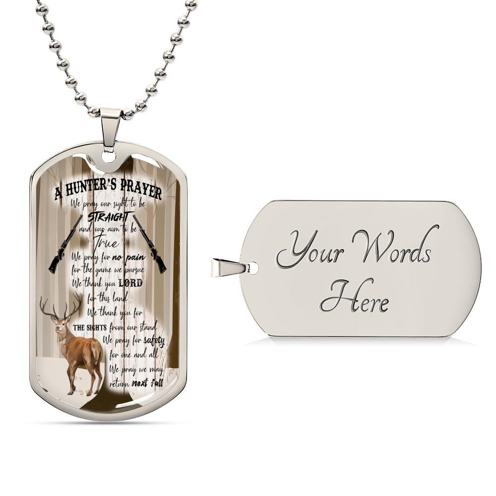 A Hunter's Prayer Dog Tag Pendant - Army Tag Necklace, Dog Tag Necklace