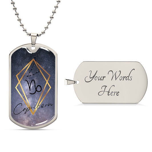 Capricorn Galaxy Personalized Dog Tag Necklace - Army Tag Necklace, Dog Tag Necklace