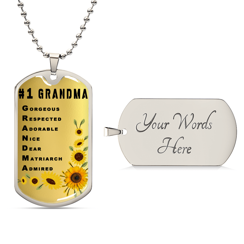 #1 Grandma Personalized Dogtag Necklace Gold Mothers Day Gift - Army Tag Necklace, Dog Tag Necklace