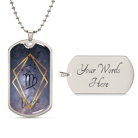 Virgo Galaxy Personalized Dog Tag Necklace - Army Tag Necklace, Dog Tag Necklace