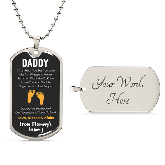 Daddy I Can Hear You Say You Love Me -Yellow Version - Army Tag Necklace, Dog Tag Necklace