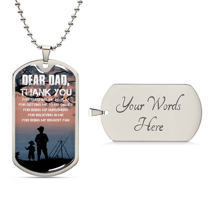 Dear Dad Thank You - Army Tag Necklace, Dog Tag Necklace