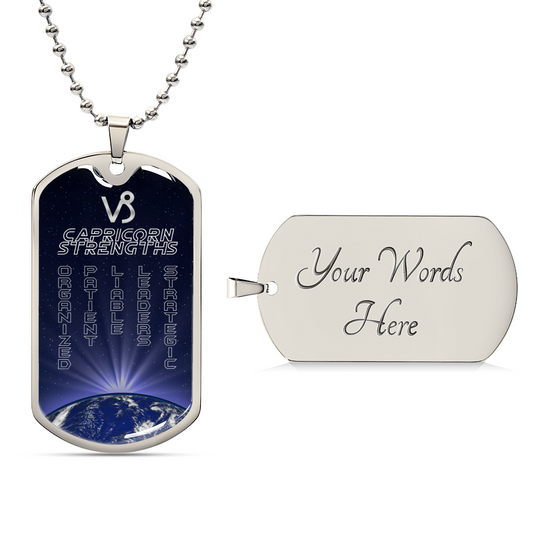 Capricorn Dog Tag Ball Chain Necklace - Army Tag Necklace, Dog Tag Necklace