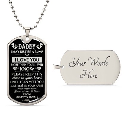 Daddy's Gift From Mommy's Tummy - Father's Day Gift - Daddy Gift - Dog Tag Necklace For New Dad - Pregnancy Gift - Bump Gifts - Army Tag Necklace, Dog Tag Necklace