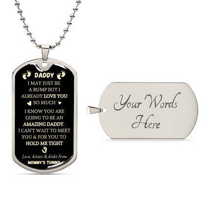 Bump Message Dog Tag - The Best Gift Ever For Daddy-To-Be - Army Tag Necklace, Dog Tag Necklace