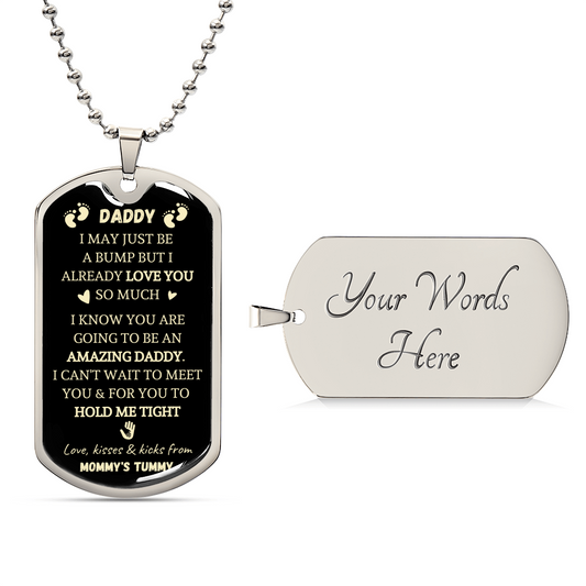 Bump Message Dog Tag - The Best Gift Ever For Daddy-To-Be - Army Tag Necklace, Dog Tag Necklace