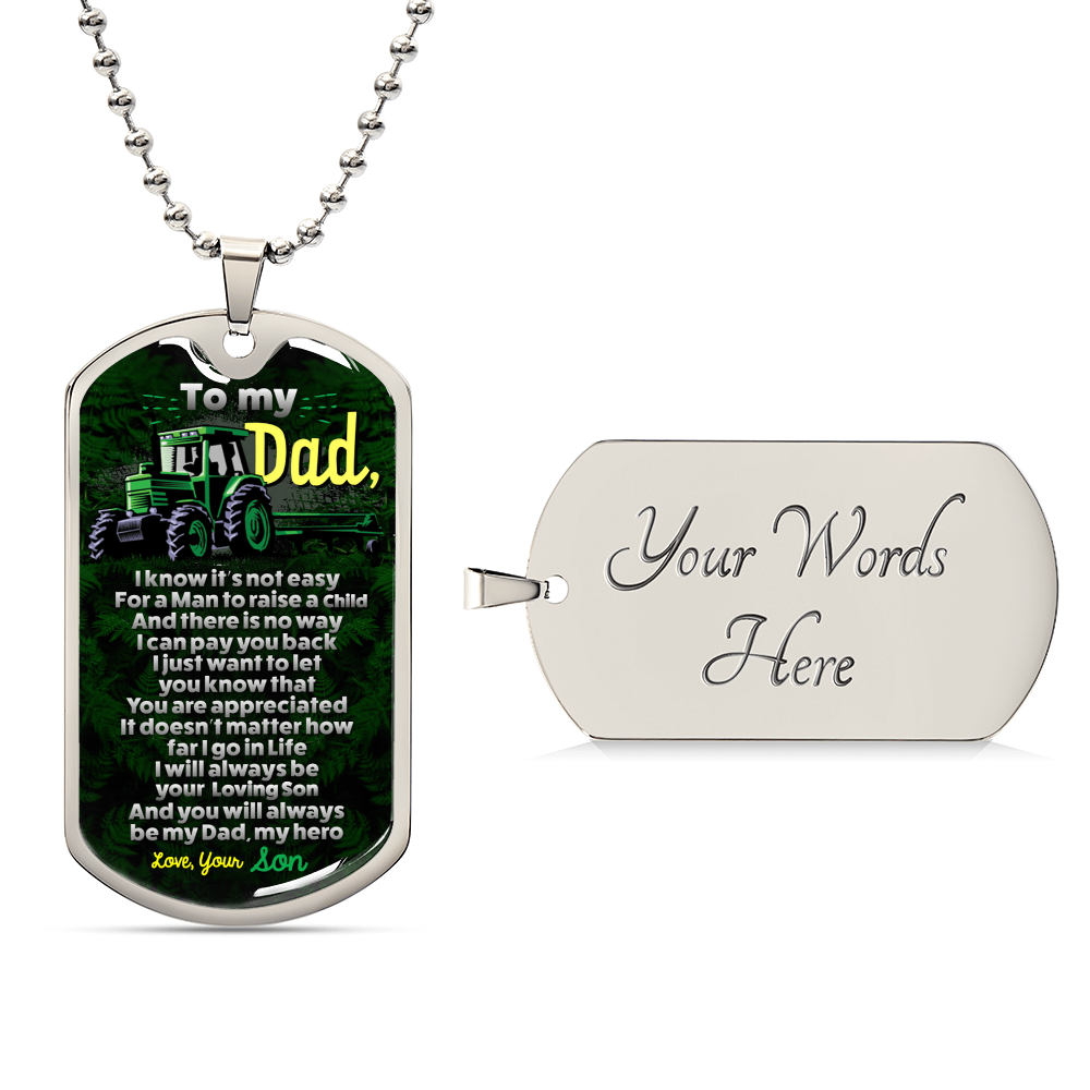 Father's Day Gift - Gift For Dad - Father Birthday Gift - Birthday Gift - Dad Dog Tag - Gift From Son - Dad Pendant Necklace - Army Tag Necklace, Dog Tag Necklace